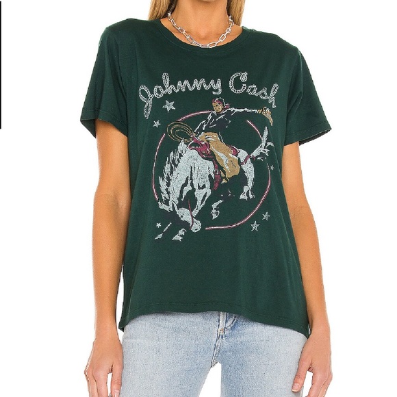 DAYDREAMER Johnny Cash Rodeo Tee in Emerald / Size Large / Short Sleeve Graphic - Picture 2 of 11